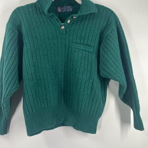 Viyella Men's Green Cable Knit Wool Cotton Quarter Zip Sweater Size S Collared